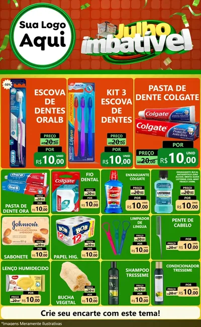Modelo de Encarte para Encarte Grande com o tema Julho Imbatível para Higiene Pessoal