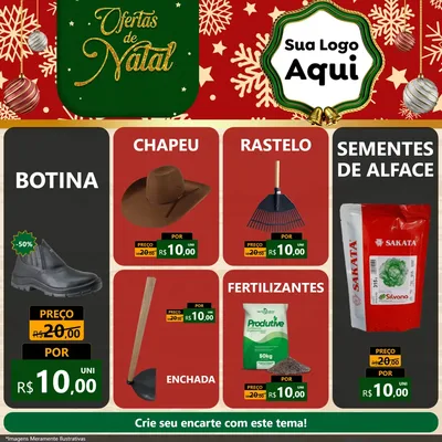 Modelo de Rede Social para Feed Facebook com o tema Natal de Ofertas para Agropecuária