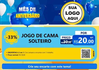 Modelo de Cartaz para Cartaz A4 Horizontal com o tema Mês de Aniversário para Cama, Mesa e Banho