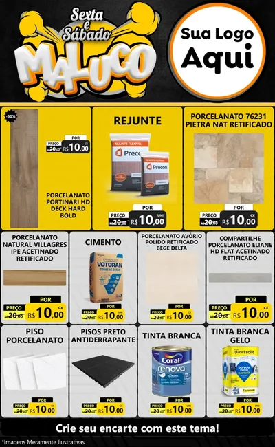 Modelo de Encarte para Encarte Grande com o tema Sexta e Sábado Maluco para Pisos e revestimentos