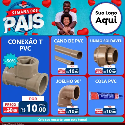 Modelo de Rede Social para Feed Facebook com o tema Semana Dos Pais para Tubos e conexões