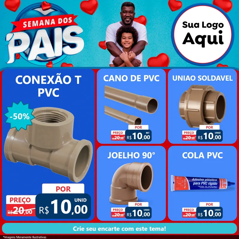 Modelo de Rede Social para Feed Facebook com o tema Semana Dos Pais para Tubos e conexões