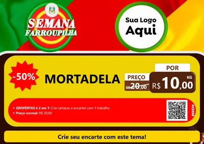 Modelo de Cartaz para Cartaz A4 Horizontal com o tema Semana Farroupilha para Frios e Laticínios
