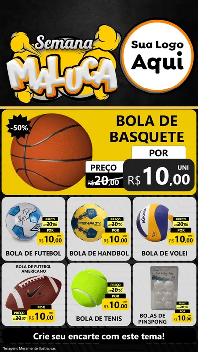 Modelo de Rede Social para Stories com o tema Semana Maluca para Artigos Esportivos
