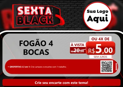 Modelo de Cartaz para Cartaz A4 Horizontal com o tema Sexta Black para Móveis e Eletro