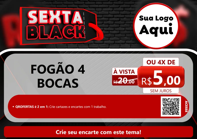 Modelo de Cartaz para Cartaz A4 Horizontal com o tema Sexta Black para Móveis e Eletro
