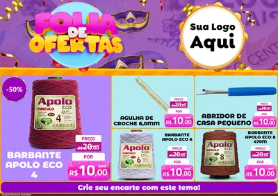 Modelo de Encarte para Encarte A4 Horizontal com o tema Folia de Ofertas para Armarinho e Aviamentos