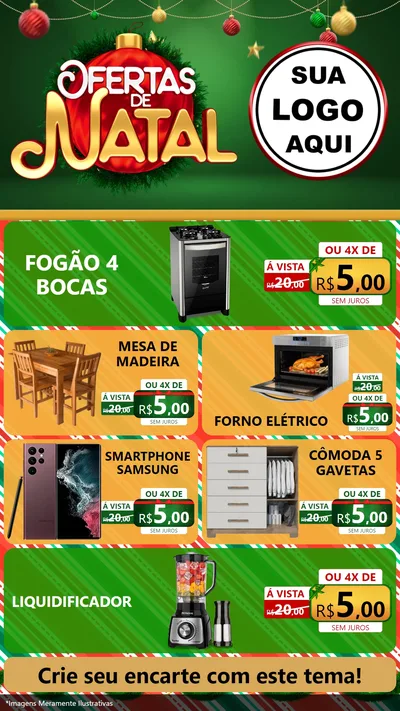 Modelo de TV para TV Vertical com o tema Ofertas de Natal para Móveis e Eletro