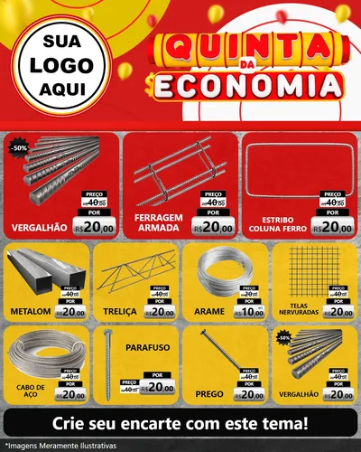 Modelo de Rede Social para Feed Instagram com o tema Quinta da Economia para Ferragens