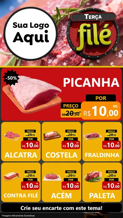 Modelo de Rede Social para Stories com o tema Terça Filé para Açougue