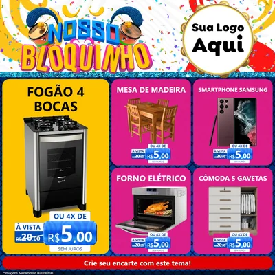 Modelo de Rede Social para Feed Facebook com o tema Nosso Bloquinho para Móveis e Eletro