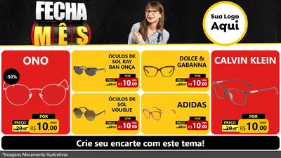 Modelo de TV para TV Horizontal com o tema Fecha Mês para Óticas