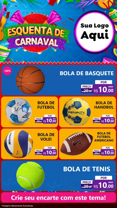 Modelo de TV para TV Vertical com o tema Esquenta de Carnaval para Artigos Esportivos