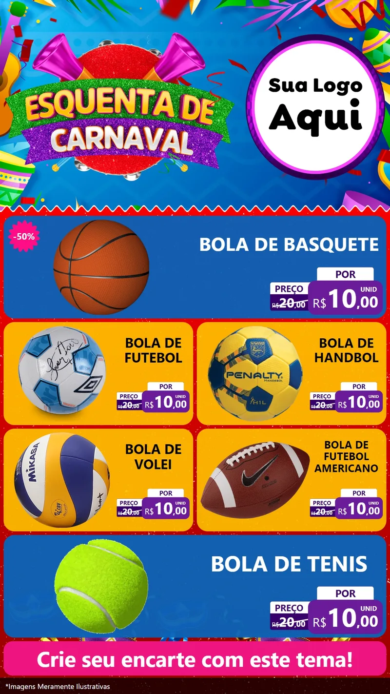 Modelo de TV para TV Vertical com o tema Esquenta de Carnaval para Artigos Esportivos