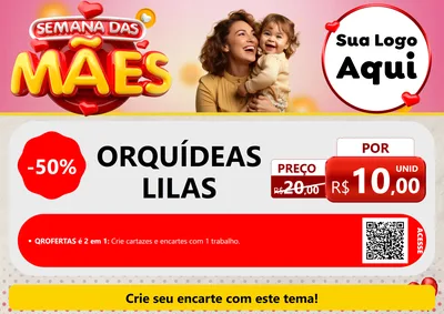 Modelo de Cartaz para Cartaz A4 Horizontal com o tema Semana das Mães para Floricultura e jardim