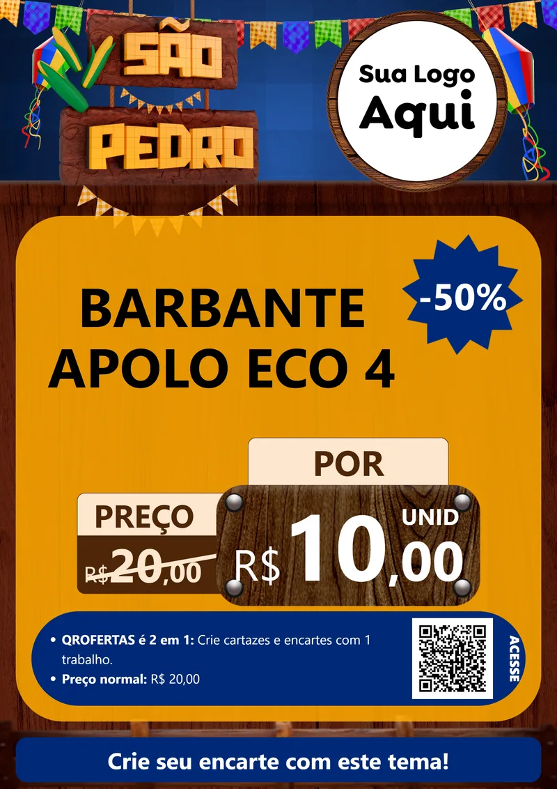 Modelo de Cartaz para Cartaz A4 Vertical com o tema São Pedro para Armarinho e Aviamentos