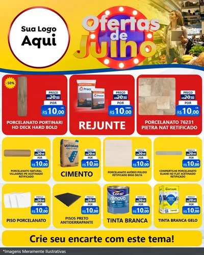 Modelo de Rede Social para Feed Instagram com o tema Ofertas de Julho para Pisos e revestimentos