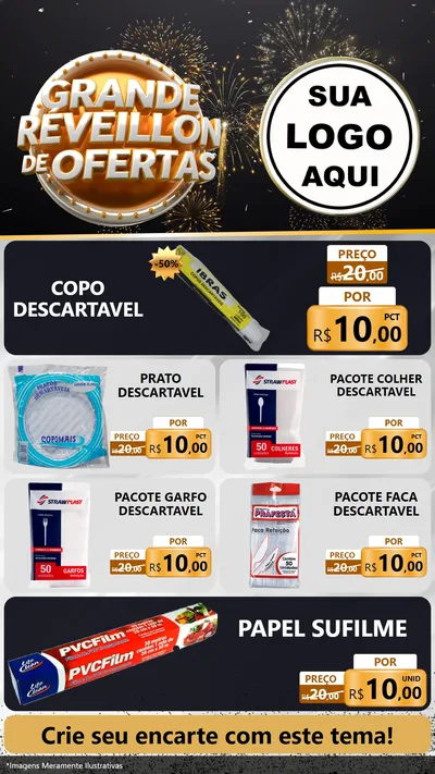 Modelo de TV para TV Vertical com o tema Grande Réveillon de Ofertas para Embalagens