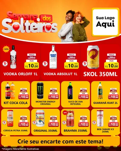 Modelo de Rede Social para Feed Instagram com o tema Semana dos Solteiros para Distribuidora de bebidas