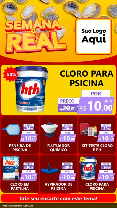 Modelo de Rede Social para Stories com o tema Semana do Real para Produtos para Piscina