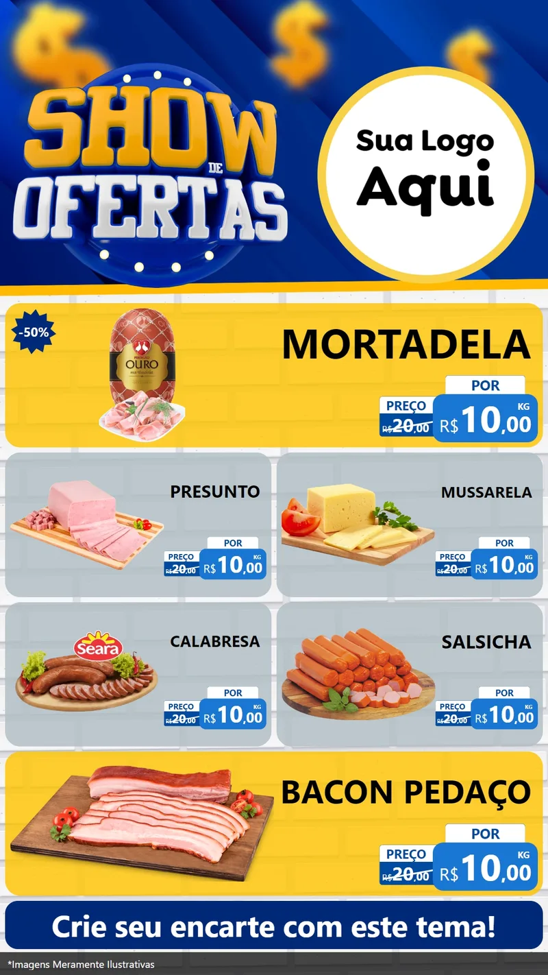 Modelo de TV para TV Vertical com o tema Show de Ofertas para Frios e Laticínios