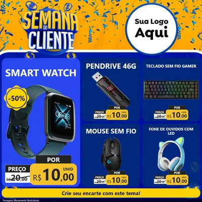 Modelo de Rede Social para Feed Facebook com o tema Semana do Cliente para Informática
