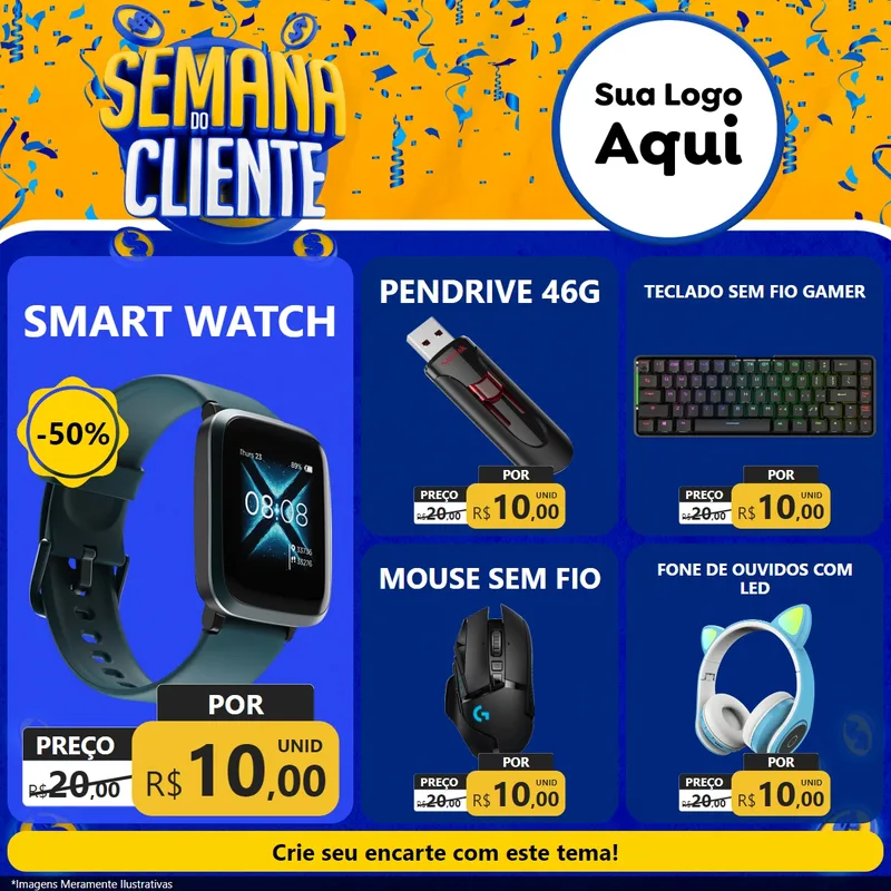 Modelo de Rede Social para Feed Facebook com o tema Semana do Cliente para Informática
