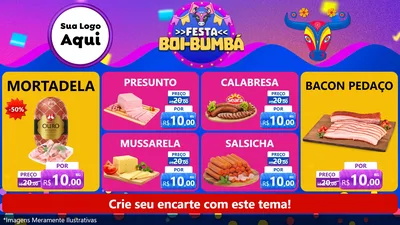 Modelo de TV para TV Horizontal com o tema Festa Boi-Bumbá para Frios e Laticínios