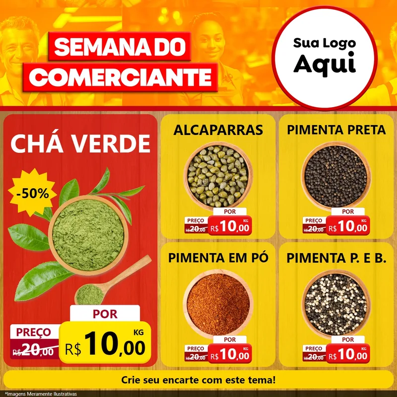 Modelo de Rede Social para Feed Facebook com o tema Semana do Comerciante para Produtos Naturais