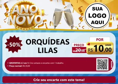 Modelo de Cartaz para Cartaz A4 Horizontal com o tema Ofertas de Ano Novo para Floricultura e jardim