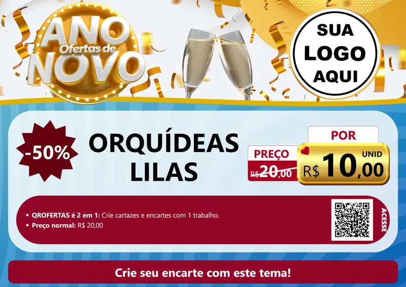 Modelo de Cartaz para Cartaz A4 Horizontal com o tema Ofertas de Ano Novo para Floricultura e jardim