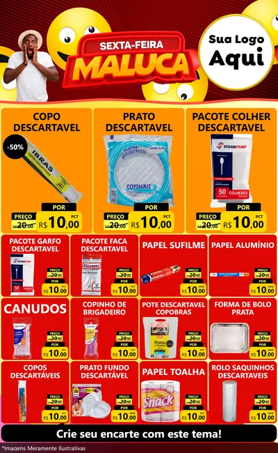 Modelo de Encarte para Encarte Grande com o tema Sexta-feira Maluca para Embalagens