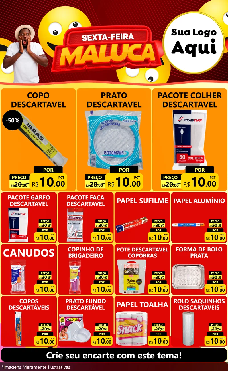 Modelo de Encarte para Encarte Grande com o tema Sexta-feira Maluca para Embalagens