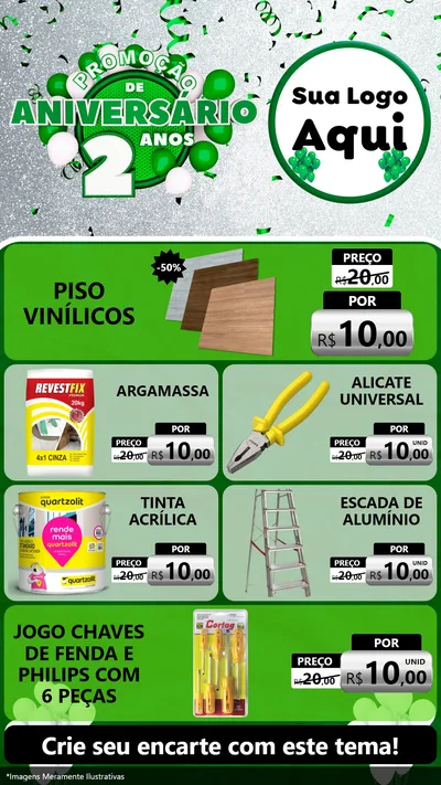 Modelo de TV para TV Vertical com o tema Promoção de Aniversário - 2 Anos para Material para Construção