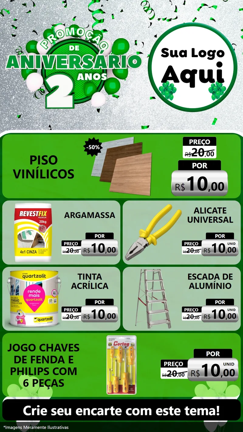 Modelo de TV para TV Vertical com o tema Promoção de Aniversário - 2 Anos para Material para Construção