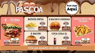Modelo de TV para TV Horizontal com o tema Ofertas de Páscoa para Hamburgueria
