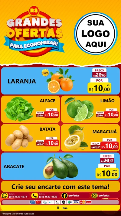 Modelo de TV para TV Vertical com o tema Grandes Ofertas Para Economizar! para Hortifrúti