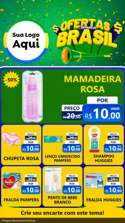Modelo de Rede Social para Stories com o tema Ofertas Semana do Brasil para Bebês