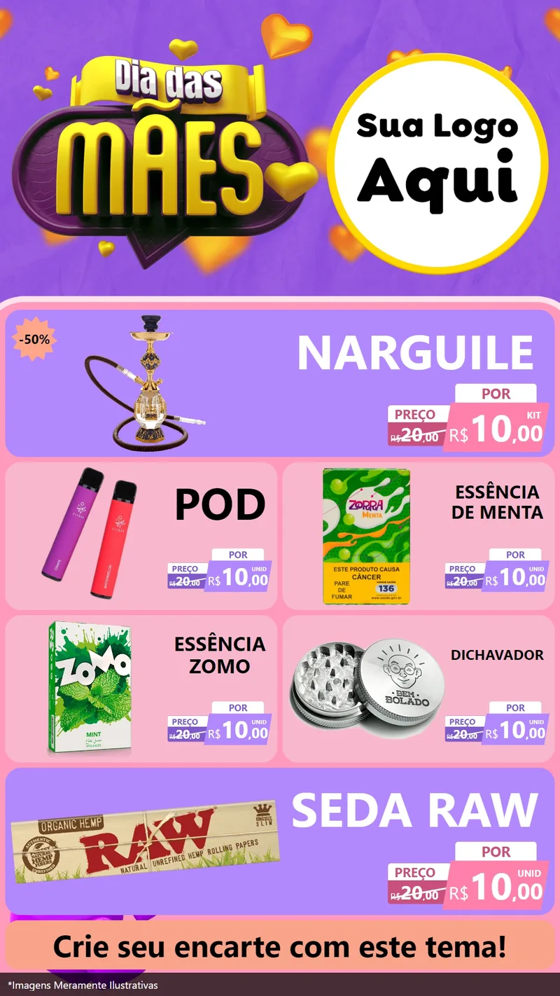 Modelo de TV para TV Vertical com o tema Dia das Mães para Tabacaria