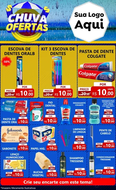 Modelo de Encarte para Encarte Grande com o tema Chuva de Ofertas para Higiene Pessoal