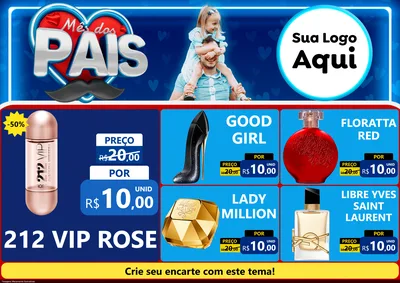 Modelo de Encarte para Encarte A4 Horizontal com o tema Mês Dos Pais para Perfumes