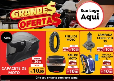 Modelo de Encarte para Encarte A4 Horizontal com o tema Grandes Ofertas - Autopeças para Moto peças
