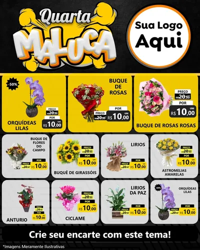 Modelo de Rede Social para Feed Instagram com o tema Quarta Maluca para Floricultura e jardim