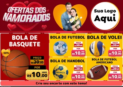 Modelo de Encarte para Encarte A4 Horizontal com o tema Ofertas Dos Namorados para Artigos Esportivos