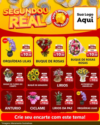 Modelo de Rede Social para Feed Instagram com o tema Segundou do Real para Floricultura e jardim