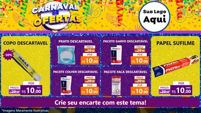 Modelo de TV para TV Horizontal com o tema Carnaval de Ofertas para Embalagens