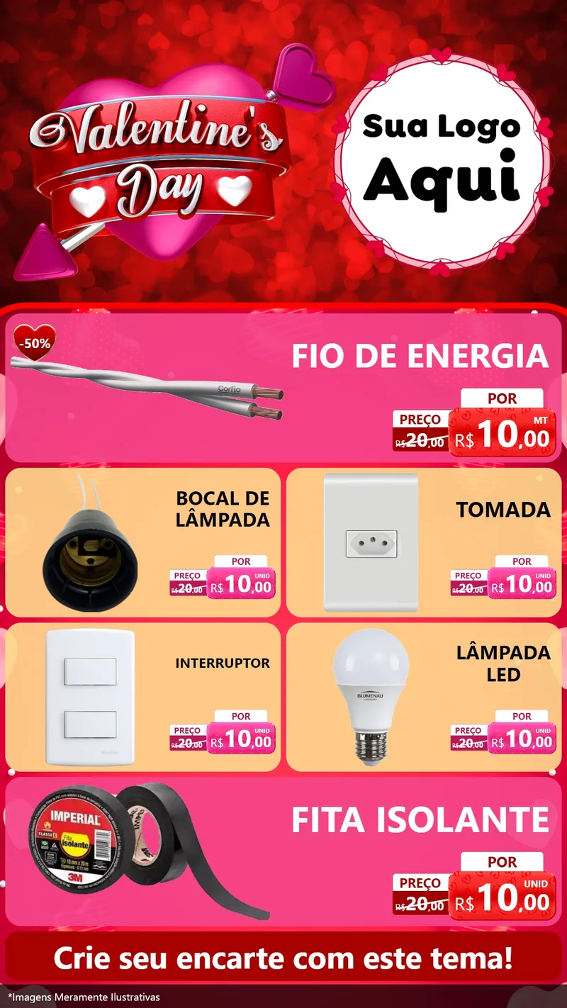 Modelo de TV para TV Vertical com o tema Valentine's Day para Materiais Elétricos