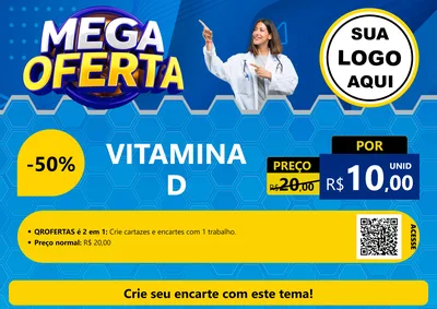Modelo de Cartaz para Cartaz A4 Horizontal com o tema Mega Oferta para Farmácia