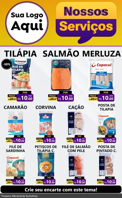 Modelo de Encarte para Encarte Grande com o tema Nossos Serviços para Peixaria