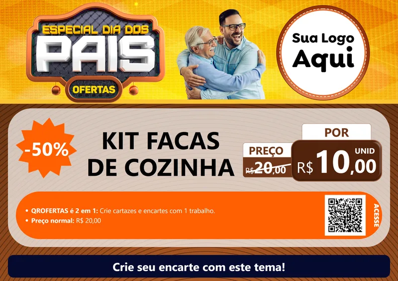 Modelo de Cartaz para Cartaz A4 Horizontal com o tema Especial Dia dos Pais para Utilidades Domésticas